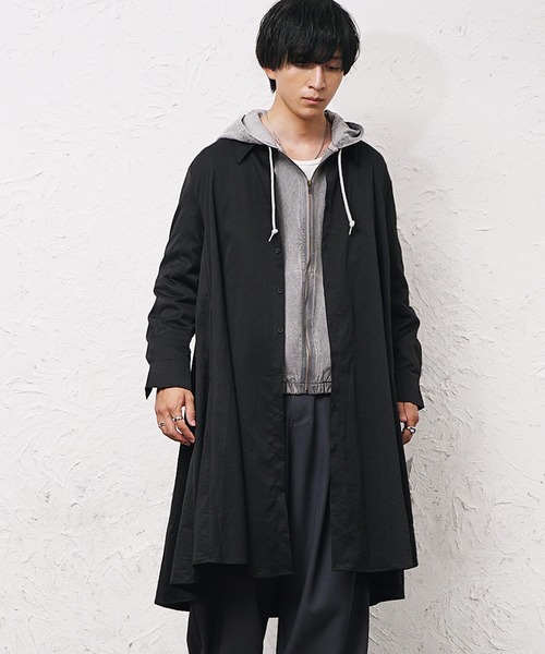 MinoriTY（マイノリティ）の「【MinoriTY】フレアロングシャツ 長袖シャツ ビッグシルエット スプリングコート コートシャツ（シャツ/ブラウス・メンズ・ブラック/ベージュ/カーキ/ホワイト/カーキ系/ブラック系/グレー系・M/L）」の21枚目の写真