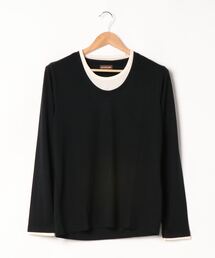 /Bl/フェイクレイヤード長袖Tシャツ Uネック