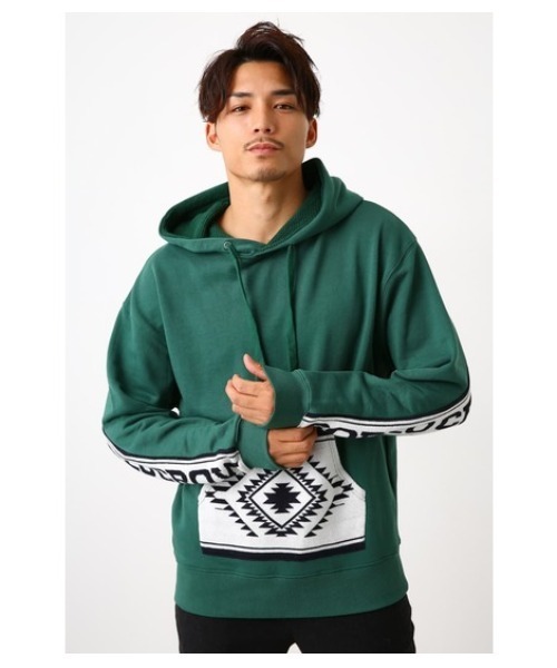 Rodeo Crowns Wide Bowl ロデオクラウンズワイドボウル の メンズ ロゴニット ドッキング パーカー ニット セーター Wear