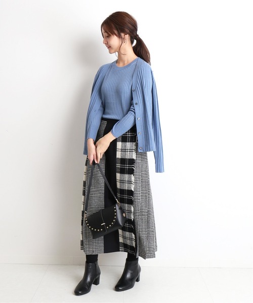 セール】ウォッシャブルウールハイゲージリブクルーネックプル