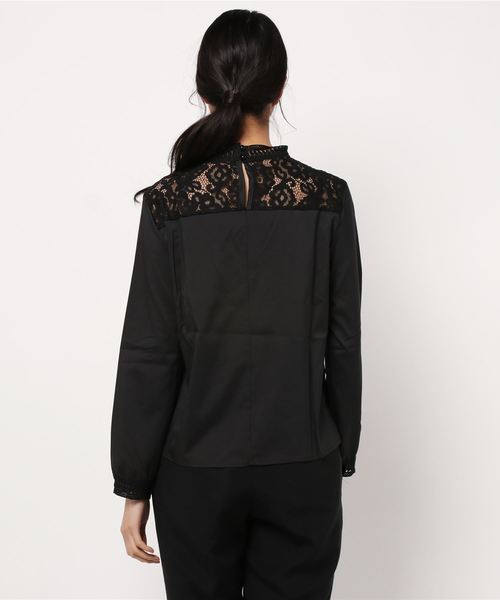 Sawa a la mode（サワアラモード）の「スリット入り花レースのハイネックトップス（シャツ/ブラウス・レディース・ブラック・FREE）」の22枚目の写真