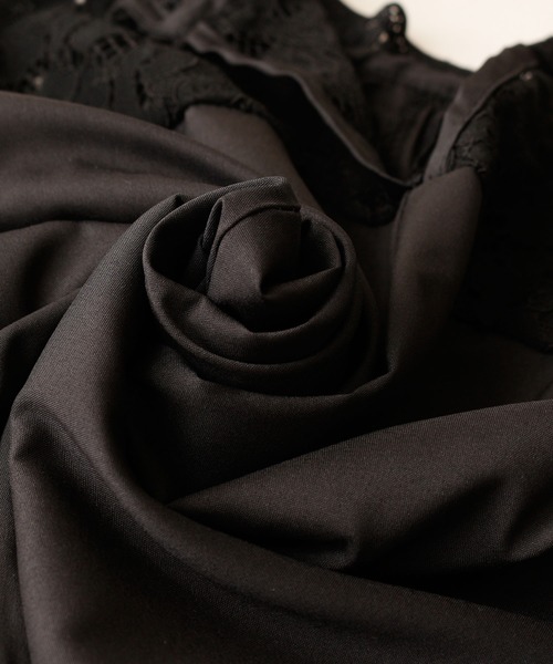 Sawa a la mode（サワアラモード）の「スリット入り花レースのハイネックトップス（シャツ/ブラウス・レディース・ブラック・FREE）」の8枚目の写真