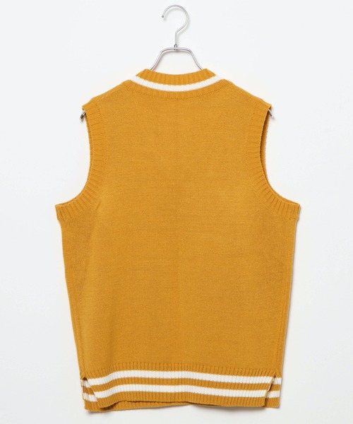 DING（ディング）の「DING/ラインニットベスト（ベスト・レディース・ピンク/イエロー/ホワイト/ブラック・FREE）」の5枚目の写真