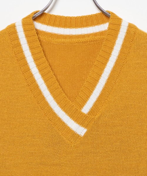 DING（ディング）の「DING/ラインニットベスト（ベスト・レディース・ピンク/イエロー/ホワイト/ブラック・FREE）」の6枚目の写真