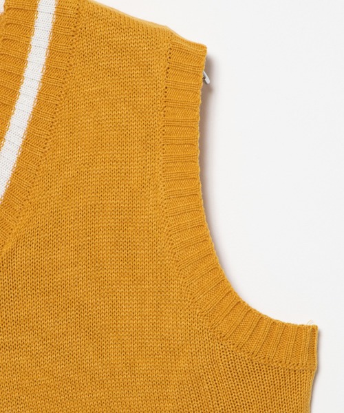 DING（ディング）の「DING/ラインニットベスト（ベスト・レディース・ピンク/イエロー/ホワイト/ブラック・FREE）」の7枚目の写真