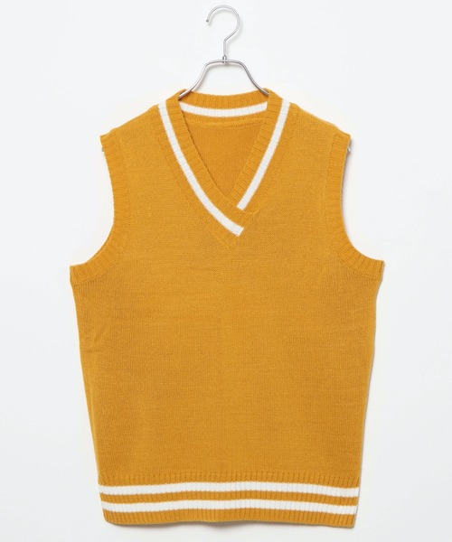 DING（ディング）の「DING/ラインニットベスト（ベスト・レディース・ピンク/イエロー/ホワイト/ブラック・FREE）」の11枚目の写真