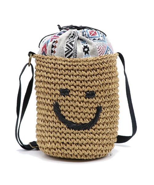 Guscio グッシオ の グッシオベーシック ドラム型スマイル かごショルダーバッグ かごバッグ Wear