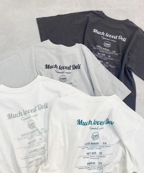 one after another NICE CLAUP(ワンアフターアナザーナイスクラップ)の「バックプリントハンバーガーT(Tシャツ/カットソー・レディース・オフホワイト/ホワイト系その他/スミクロ/サックスブルー・FREE)」の11枚目の写真