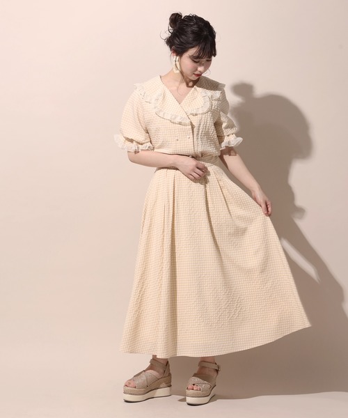 one after another NICE CLAUP（ワンアフターアナザーナイスクラップ）の「セーラーダブルボタンフリルブラウス（シャツ/ブラウス・レディース・オフホワイト/アイボリー/ブラック系その他/ベージュ系その他・FREE）」の9枚目の写真