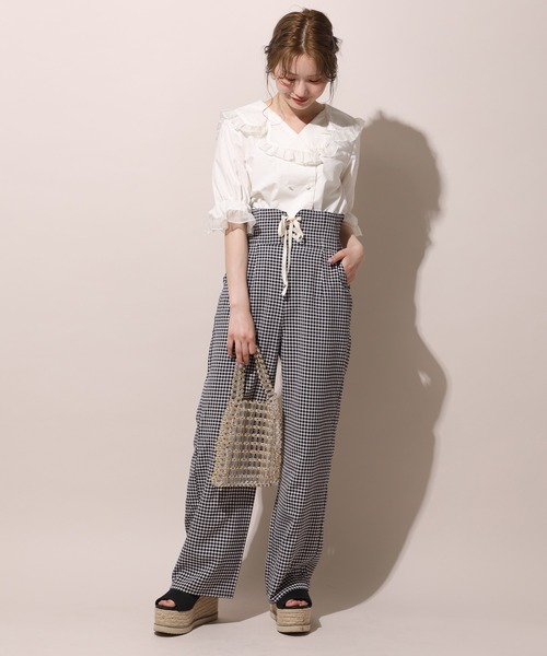 one after another NICE CLAUP（ワンアフターアナザーナイスクラップ）の「セーラーダブルボタンフリルブラウス（シャツ/ブラウス・レディース・オフホワイト/アイボリー/ブラック系その他/ベージュ系その他・FREE）」の12枚目の写真