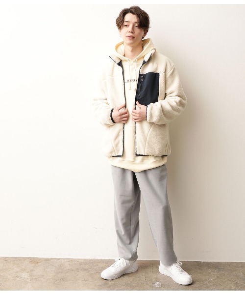 JUNRED（ジュンレッド）の「ボアフリーススタンドブルゾン（ブルゾン・メンズ・ホワイト/ブラック/ベージュ・FREE/M/L）」の18枚目の写真