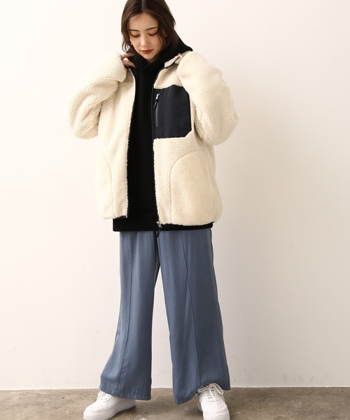 JUNRED（ジュンレッド）の「ボアフリーススタンドブルゾン（ブルゾン・メンズ・ホワイト/ブラック/ベージュ・FREE/M/L）」の9枚目の写真