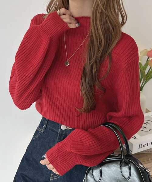 Futier land（フューティアランド）の「【新色追加】ボトルネックバルーンスリーブニット（ニット/セーター・レディース・ホワイト/ブラック/ベージュ/パープル/グレー/ライトグリーン/マスタード/テラコッタ/グレイッシュブルー/ピンク/アイボリー/グリーン/モカ/オレンジ/ブルー/ネイビー/ブラウン/レッド/グレイッシュベージュ/チャコールグレー・FREE）」の20枚目の写真