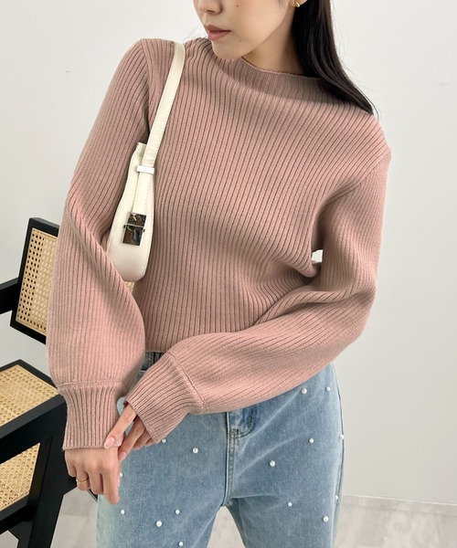 Futier land（フューティアランド）の「【新色追加】ボトルネックバルーンスリーブニット（ニット/セーター・レディース・ホワイト/ブラック/ベージュ/パープル/グレー/ライトグリーン/マスタード/テラコッタ/グレイッシュブルー/ピンク/アイボリー/グリーン/モカ/オレンジ/ブルー/ネイビー/ブラウン/レッド/グレイッシュベージュ/チャコールグレー・FREE）」の19枚目の写真