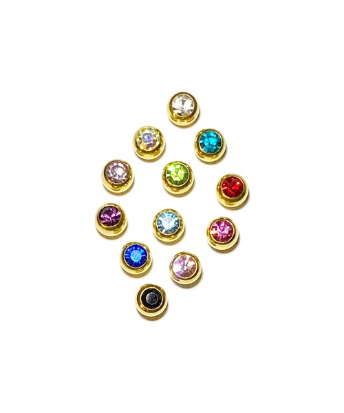 MORPH(モルフ)の「MORPH モルフ スワロフスキーボディピアスキャッチ 16ゲージ 5mm GOLD(ピアス(片耳用)・レディース・ラベンダー/エメラルド/ライトグリーン/ブルー/ライトピンク/レインボー/ブラック/ローズ/スカイブルー/バイオレット/クリア/レッド・5)」の10枚目の写真