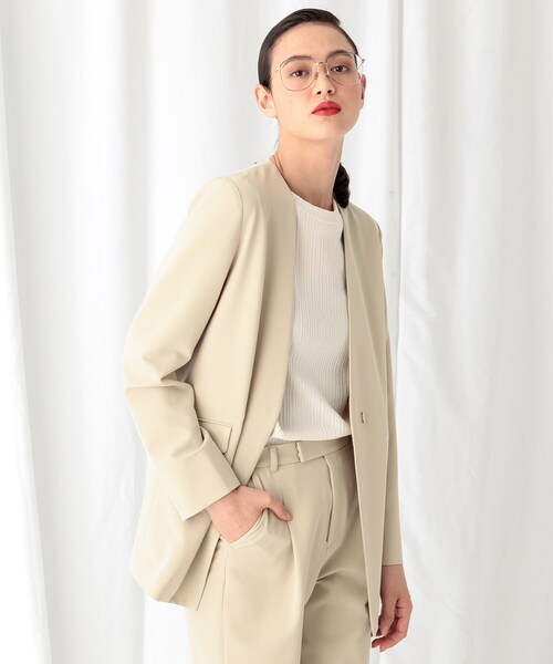 マットクロスノーカラージャケット スーツジャケット Indivi インディヴィ のファッション フォーマルスーツ 小物 Web限定 ハンドウォッシュ スーツジャケット セール 本物後払い手数料無料 スーツジャケット