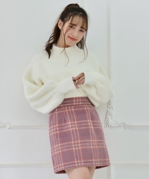 MIIA(ミーア)の「パイピングツィード台形スカート(スカート・レディース・ブラック/ピンク/ブルー・FREE)」の6枚目の写真