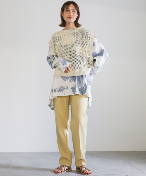 select MOCA（セレクトモカ）の「2021 SS バックスリットサマーニットショートベスト（ベスト・レディース・アイボリー/ライトカーキ/ライラック・FREE）」の6枚目の写真