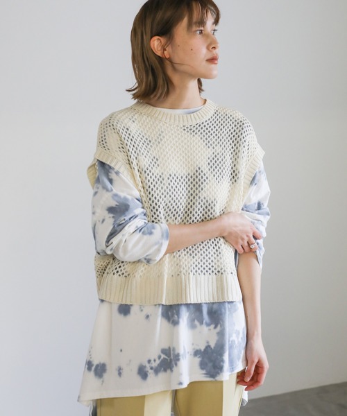 select MOCA（セレクトモカ）の「2021 SS バックスリットサマーニットショートベスト（ベスト・レディース・アイボリー/ライトカーキ/ライラック・FREE）」の21枚目の写真