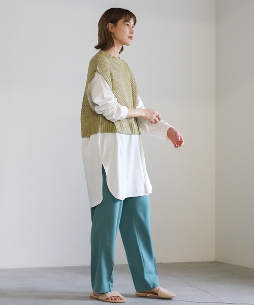 select MOCA（セレクトモカ）の「2021 SS バックスリットサマーニットショートベスト（ベスト・レディース・アイボリー/ライトカーキ/ライラック・FREE）」の14枚目の写真