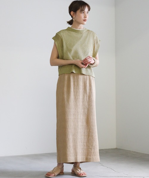 select MOCA（セレクトモカ）の「2021 SS バックスリットサマーニットショートベスト（ベスト・レディース・アイボリー/ライトカーキ/ライラック・FREE）」の16枚目の写真