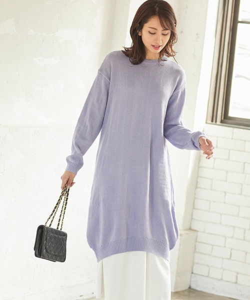 KOBE LETTUCE（コウベレタス）の「[2点セット] レイヤードニットワンピース（ワンピース・レディース・ラベンダー/ベージュ/グレー系その他・FREE）」の3枚目の写真