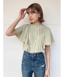 フレアスリーブパターンブラウス