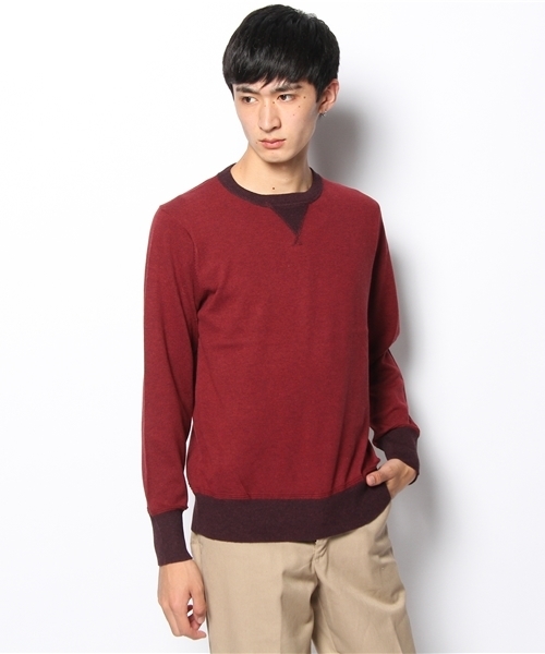 schott（ショット）の「Schott/ショット/CREW NECK SWEATER/クルーネック　セーター（Tシャツ/カットソー・メンズ・グレー/ネイビー/イエロー/バーガンディー・SMALL/LARGE/MEDIUM/X-LARGE）」の4枚目の写真