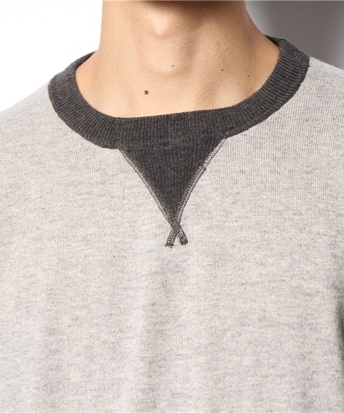 schott（ショット）の「Schott/ショット/CREW NECK SWEATER/クルーネック　セーター（Tシャツ/カットソー・メンズ・グレー/ネイビー/イエロー/バーガンディー・SMALL/LARGE/MEDIUM/X-LARGE）」の6枚目の写真
