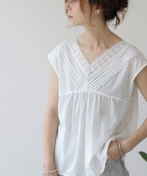 【WEB限定】ピンタック×レース前後2wayブラウス