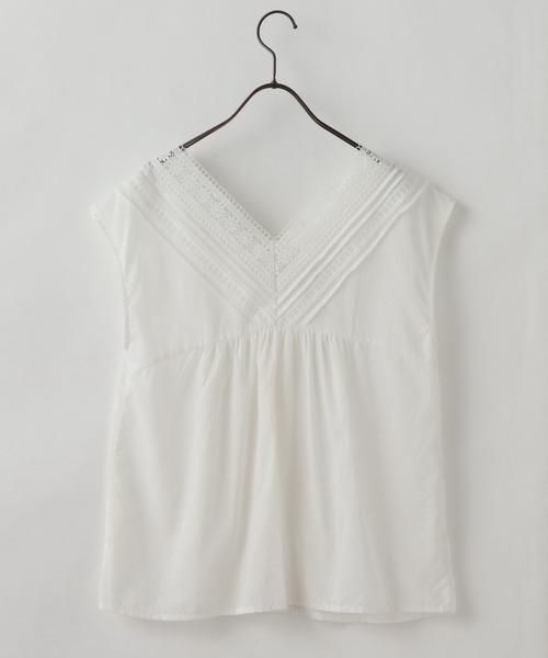frames RAY CASSIN(フレームスレイカズン)の「【WEB限定】ピンタック×レース前後2wayブラウス(シャツ/ブラウス・レディース・ネイビー/オフホワイト・FREE)」の3枚目の写真