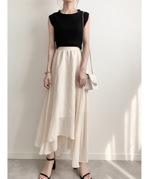 amel（エイメル）の「イレギュラーヘムスカート（スカート・レディース・アイボリー/ブラック・FREE）」の5枚目の写真