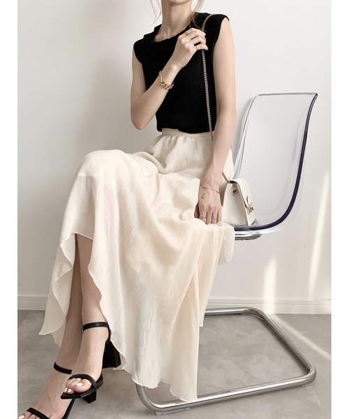 amel（エイメル）の「イレギュラーヘムスカート（スカート・レディース・アイボリー/ブラック・FREE）」の7枚目の写真