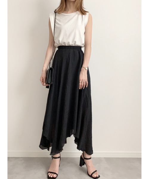 amel（エイメル）の「イレギュラーヘムスカート（スカート・レディース・アイボリー/ブラック・FREE）」の4枚目の写真