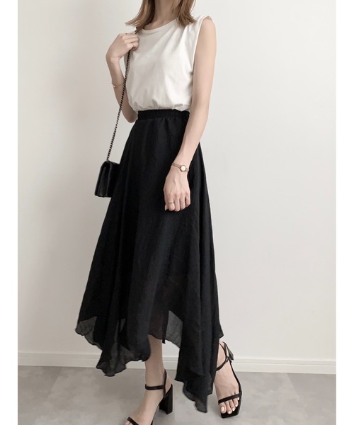 amel（エイメル）の「イレギュラーヘムスカート（スカート・レディース・アイボリー/ブラック・FREE）」の8枚目の写真