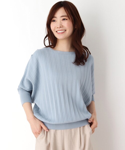 pink adobe（ピンクアドベ）の「◆【M-LL】プリーツドルマンニット（ニット/セーター・レディース・ブラック/アイボリー/ライトブルー/オレンジ・40/42/38）」の3枚目の写真