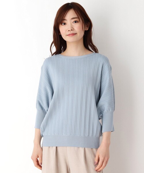 pink adobe（ピンクアドベ）の「◆【M-LL】プリーツドルマンニット（ニット/セーター・レディース・ブラック/アイボリー/ライトブルー/オレンジ・40/42/38）」の5枚目の写真