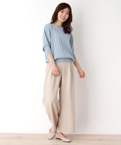 pink adobe（ピンクアドベ）の「◆【M-LL】プリーツドルマンニット（ニット/セーター・レディース・ブラック/アイボリー/ライトブルー/オレンジ・40/42/38）」の13枚目の写真