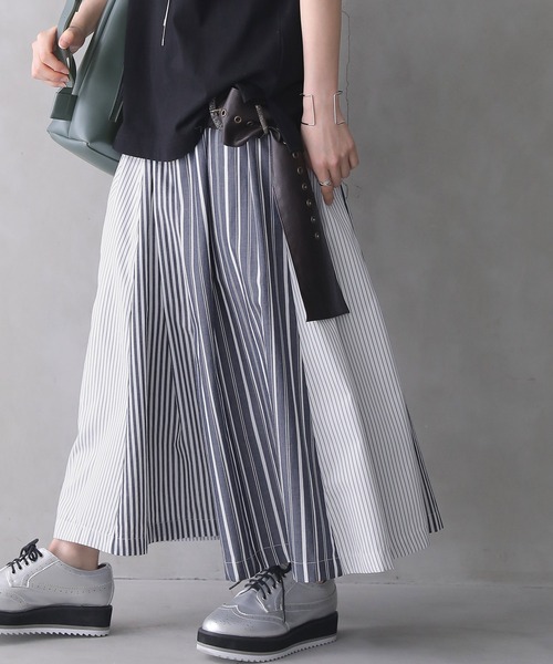 osharewalker（オシャレウォーカー）の「【廃盤】『ストライプ切替フレアスカート』（スカート・レディース・ネイビー・FREE）」の11枚目の写真