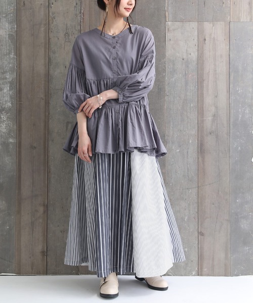 osharewalker（オシャレウォーカー）の「【廃盤】『ストライプ切替フレアスカート』（スカート・レディース・ネイビー・FREE）」の10枚目の写真