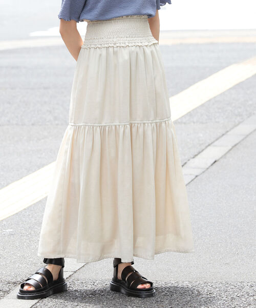 Ray BEAMS（レイビームス）の「Ray BEAMS / メッシュ ティアード スカート（スカート・レディース・ブラック/ホワイト系その他6・ONE SIZE）」の2枚目の写真