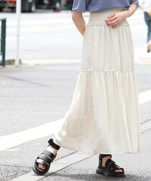【the khaki】メッシュデザイン　イージースカート【BEAMS】 the khaki】メッシュデザイン イージースカート【BEAMS】