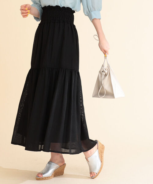 Ray BEAMS（レイビームス）の「Ray BEAMS / メッシュ ティアード スカート（スカート・レディース・ブラック/ホワイト系その他6・ONE SIZE）」の15枚目の写真