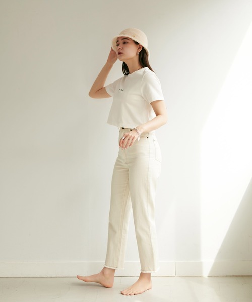 TINA：JOJUN（ティーナジョジュン）の「ロゴ刺繍Tシャツ TINA：JOJUN（Tシャツ/カットソー・レディース・ホワイト/ブラック・M）」の7枚目の写真