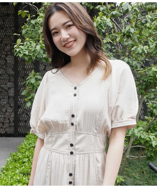 Alluge（アルージュ）の「ステッチデザインワンピース（ワンピース・レディース・ネイビー/アイボリー・FREE）」の9枚目の写真