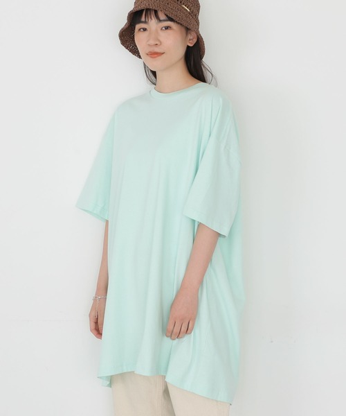 AMERICAN HOLIC（アメリカンホリック）の「バックタックドロップショルダーBIGチュニック　＊●（Tシャツ/カットソー・レディース・オフホワイト/チャコールグレー/ミント/ライトグレー/ブルー・L/M）」の5枚目の写真