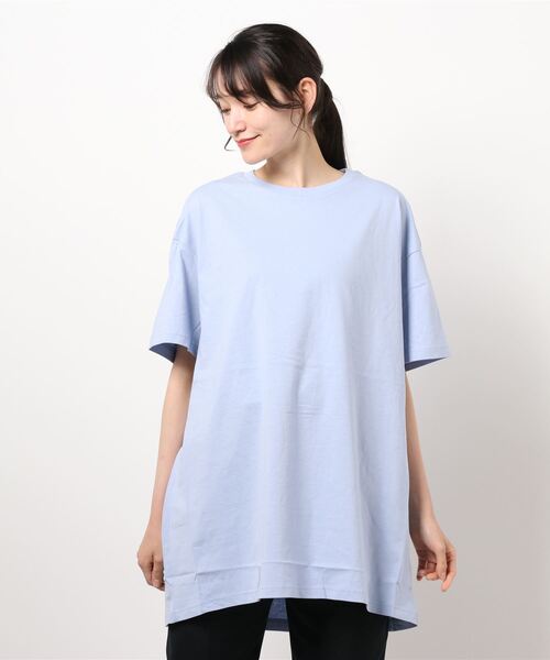 AMERICAN HOLIC（アメリカンホリック）の「バックタックドロップショルダーBIGチュニック　＊●（Tシャツ/カットソー・レディース・オフホワイト/チャコールグレー/ミント/ライトグレー/ブルー・L/M）」の9枚目の写真