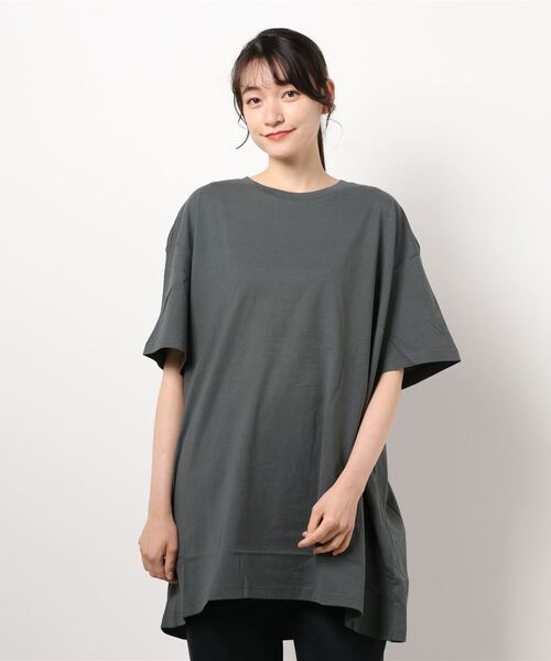 AMERICAN HOLIC（アメリカンホリック）の「バックタックドロップショルダーBIGチュニック　＊●（Tシャツ/カットソー・レディース・オフホワイト/チャコールグレー/ミント/ライトグレー/ブルー・L/M）」の10枚目の写真