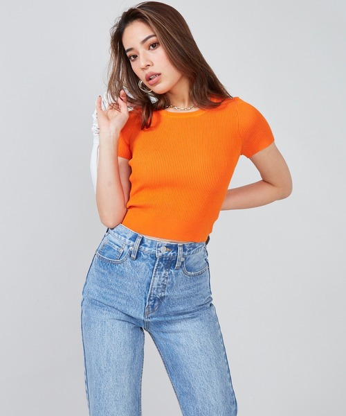 SHAGGIE（シャギー）の「バックオープンストラップトップス（Tシャツ/カットソー・レディース・ホワイト/ブラック/オレンジ/グリーン・FREE）」の15枚目の写真