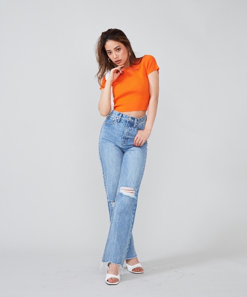 SHAGGIE（シャギー）の「バックオープンストラップトップス（Tシャツ/カットソー・レディース・ホワイト/ブラック/オレンジ/グリーン・FREE）」の19枚目の写真